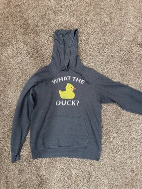 Graphic Hoodie "What The Duck?" with Yellow Rubber Duck